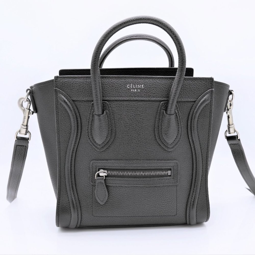 CELINE Luggage Nano Black Leather Shoulder Bag